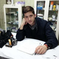 Michael Cammarata in the infirmary at Ciudad Rodrigo
